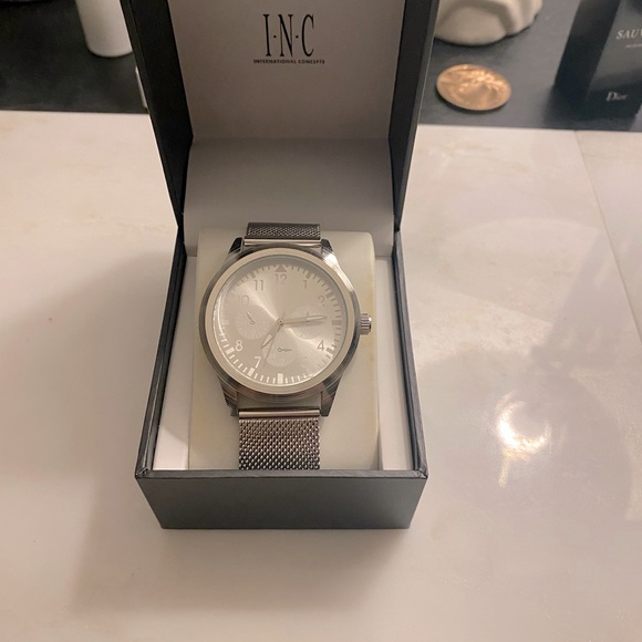 Silver tone watch